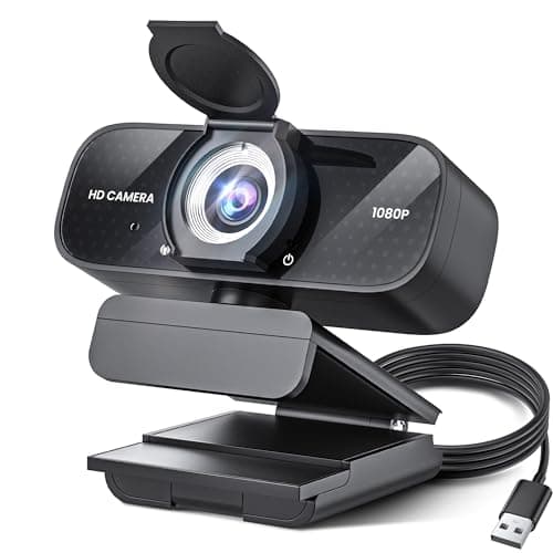 Catitru Full HD Webcam with Built-in Microphone and Rotatable Tripod, 1080P Video and Wide Angle Camera, Privacy Cover, for Desktop PC Laptop Computer Black