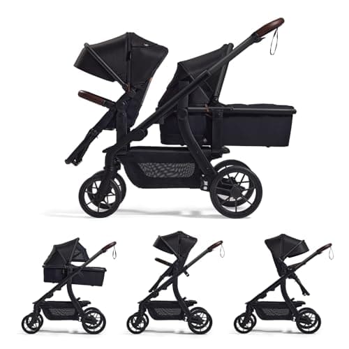 Momcozy ChangeGo Baby Stroller, Convertible Single-to-Double-to-Wagon Stroller, Carry-cot at Included, Up to 23 Configurations（sold separately）, Suspension PU Wheels, Extendable UPF50+ Canopy