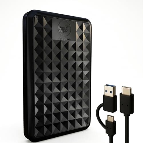 ModusTech Facet 500GB External Hard Drive Portable USB-C/USB 3.1 — Up to 2TB Slim HDD for Backup, Gaming, PC, Mac, Laptop, PS4, PS5, Xbox, Smart TV Black