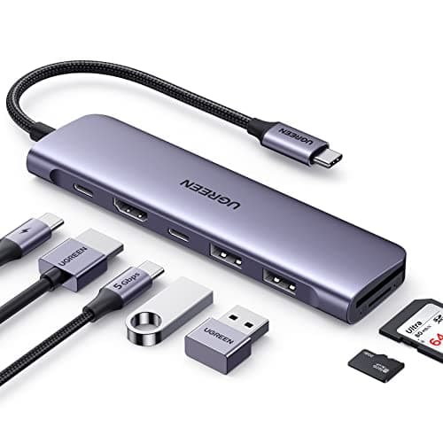 UGREEN Revodok USB C Hub with 4K HDMI, SD/TF Card Reader, 5Gbps Data Transfers, 100W Charging, 7 in 1 Multiport Adapter Compatible with MacBook Neo/Air/Pro, HP, ASUS, XPS13/15, Mac mini, iPad Pro