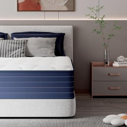 Mattress Queen Size 12 Inch Hybrid Matress,Medium Firm, Cozy & Comfortable Memory Foam & Pocket Springs, Pressure Relief, CertiPUR-US Certified, Queen Mattress in a Box