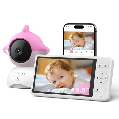 WUUK Baby Monitor, 4MP Camera, 5.5" FHD Screen, AI Face Covered & Rollover Detection, Sound/Motion Alerts, Night Vision, 3000ft Range, Lullaby, 2-Way Audio, Dual-Band WiFi (2.4/5GHz)
