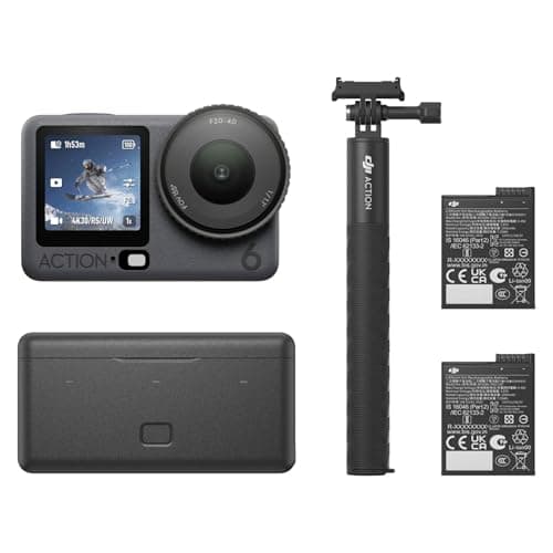 DJI Osmo Action 6 Enhanced Combo, 8K Action Camera, 2 Batteries, 1/1.1″ Square Sensor, f/2.0–f/4.0 Variable Aperture, Cold-Resistant Design, Extended Battery Life with 2 Batteries