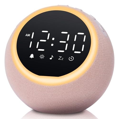 Henescribe White Noise Machine with 25 Soothing Sounds, Alarm Clock with Adjustable Volume, 10 Levels Light, Sound Machine for Sleeping Adults Baby with Timer, Dimmable Display, USB Powered, Pink