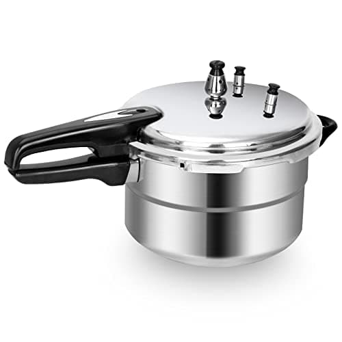 BreeRainz 5.3 Qt Stovetop Pressure Cooker & Canner, 10 PSI Induction Compatible Aluminum Pressure Canning Pot, Fast Cooking 70% Faster, Safe Triple Valve System, for Home & Small Kitchens