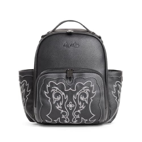 Itzy Ritzy Mini Plus Diaper Bag Backpack – Chic Mini Diaper Bag with Changing Pad, 10 Total Pockets (6 Internal and 4 External), Grab-Top Handle and Rubber Feet (Outlaw)