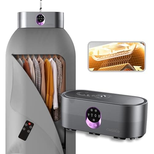 CinGiiCo Portable Clothes Dryer, Clothes Dryer hold 9-12 Items, With Time Setting、Remote Control, Portable Dryers For Laundry, Apartments, RV, Travel, Low noise、Energy Saving (Grey)