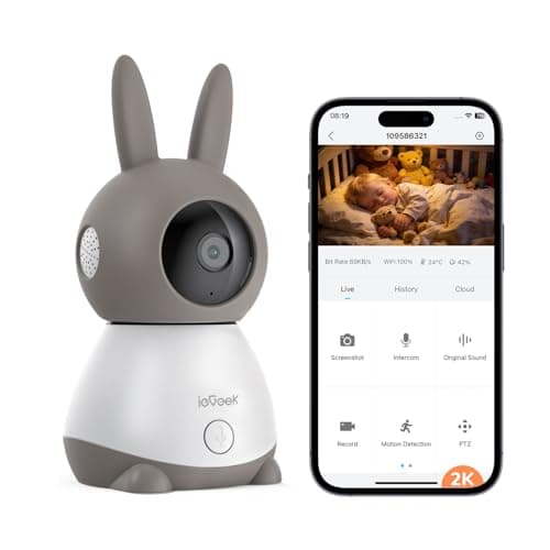ieGeek Baby Monitor with 2K HD Resolution Moniteur Bébé,Pan-Tilt-Zoom Video Baby Camera Monitor, Night Vision, Cry&Motion Detection, Temp&Humidity Sensor, Two Way Audio(App Control)