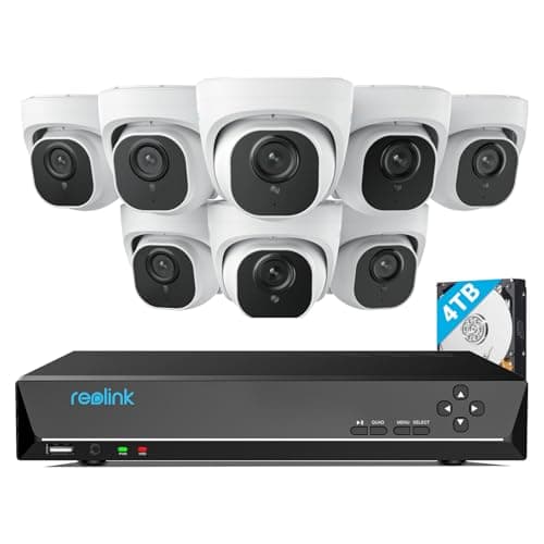Reolink 4K HD 16CH PoE Video Surveillance System, 8pcs 8MP Person/Vehicle Detection PoE Security Cameras Outdoor with 16-Channel NVR, 4TB HDD Pre-Installed, Night Vision 24/7 Recording, RLK16-800D8