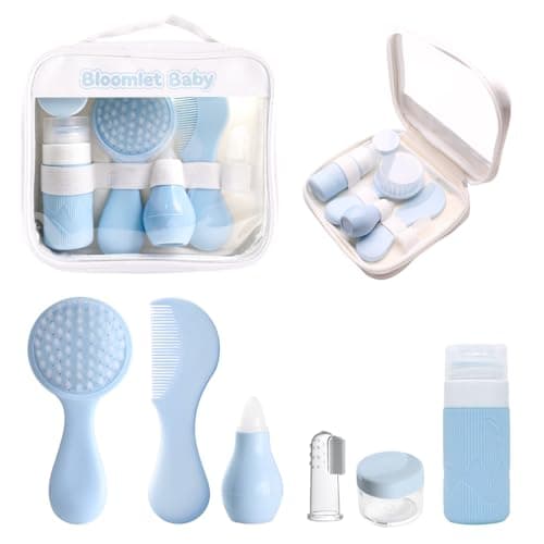 Baby Care Kit,Baby Grooming Kit Newborn,6-Piece Newborn Grooming Set with PP Baby Comb & Brush, Travel Bottles (60ml/20ml), Toothbrush, Newborn Care Set (Blue)