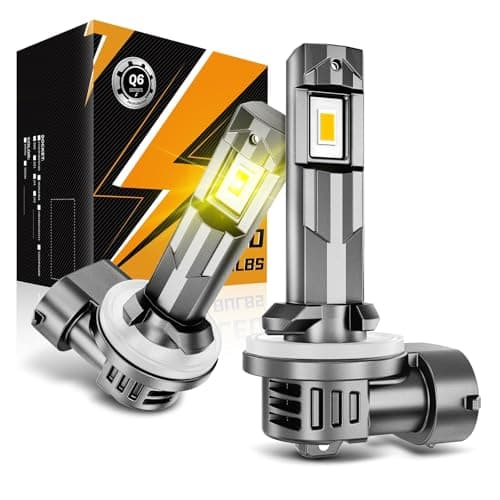 Auxbeam Q6 Series 881 LED Fog Light Bulbs, 3000K Golden Yellow, Pack of 2