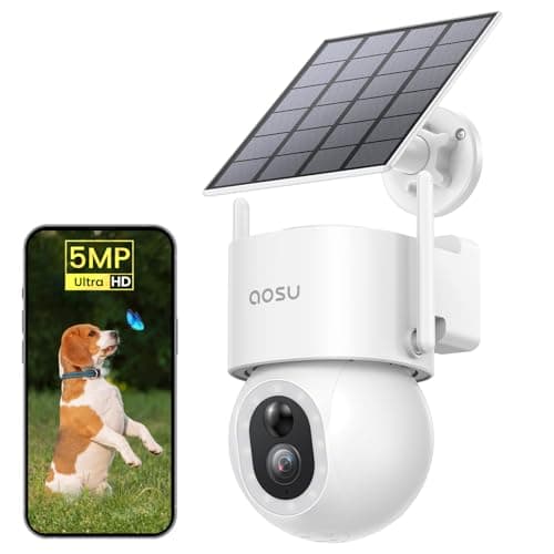 AOSU Solar Security Cameras Wireless Outdoor - 3K/5MP Floodlight Cameras for Home Security, 360° Surveillance, 2.4G WiFi Camera, Auto Tracking, AI Human/Vehicle/Pet Detection,1-Pack