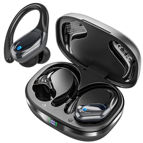 Wireless Earbuds, Sports Bluetooth Headphones, 80Hrs Playtime Ear Buds with LED Power Display, Noise Canceling Headset, IPX7 Waterproof Earphones for Workout/Running