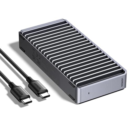 UGREEN 40Gbps M.2 NVMe SSD Enclosure, External Hard Drive Case with Double-Sided Fin Heat Dissipation, No Noise Compatible with Thunderbolt 4/3/USB4/3.2/2.0, Support 2280/2260/2242/2230 SSD