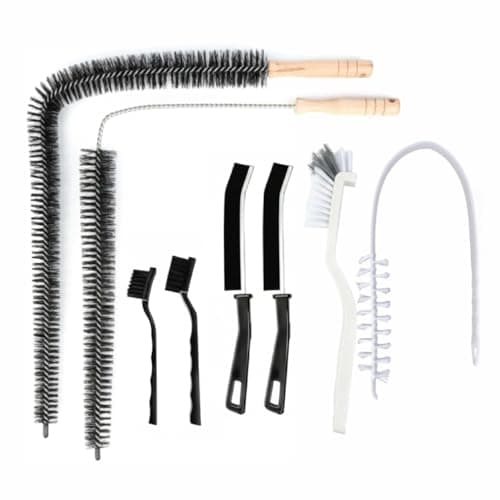 8 PCS Crevice Cleaning Brush - Grout & Sink Cleaning Tools, Washing Machine Cleaning Brush Set - Dryer Vent Brush, Long Handle Laundry Brushes for Front Load & Top Load Washers
