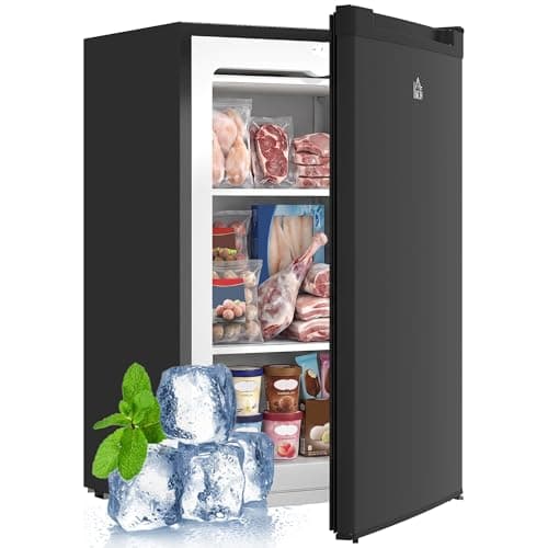 HOMCOM Compact Upright Freezer with Reversible Door, 3.0 Cubic Feet, Black