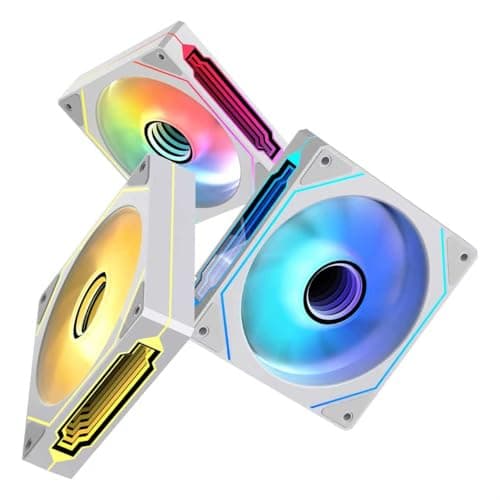 Jungle Leopard Prism4 Pro X3 120mm PC ARGB Computer Case Fan|Infinity Mirror RGB Light|Effect 5V 3PIN Motherboard Light Sync|4 Pin PWM 800~1600RPM Cooler Fans(White Reverse Triple Pack)