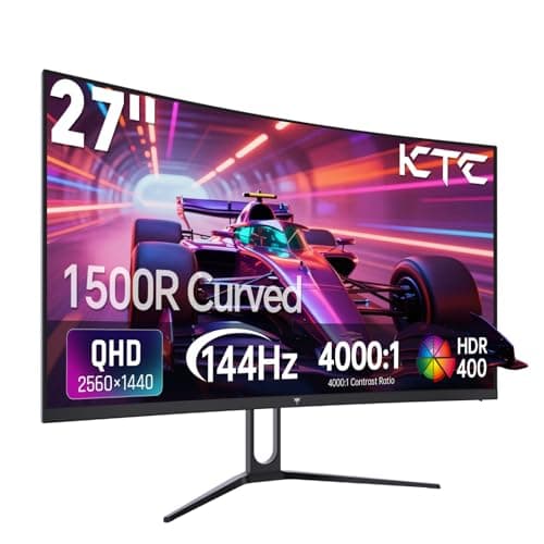 KTC 27 Inch QHD Curved Gaming Monitor, 1440P HVA 1500R Computer Monitor, 144Hz HDR400 with Adaptive Sync, 400nits, 4000:1, HDMI 2.0 x2, DP 1.4, VESA Compatible PC Monitor, H27S5C
