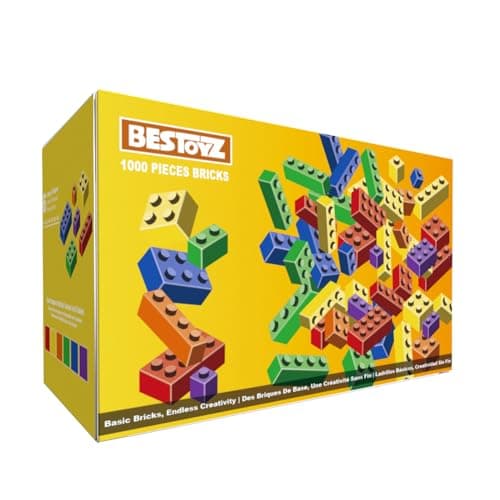 1000 Classic Building Bricks, Bulk Basic Blocks Pieces (6 Rainbow Color)