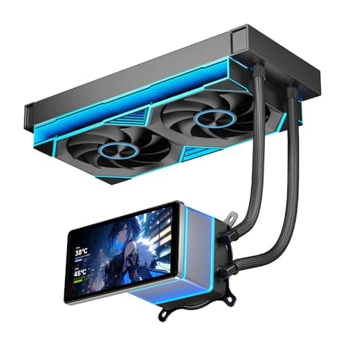 Jungle Leopard ProFlow 240mm ARGB Black AIO CPU Cooler-Water Liquid Cooling System|5.5-Inch LCD Screen| RGB Infinity Fans|2000RPM PWM Cooler Fans|for Intel LGA1851/1700/1200/115X AMD AM4/AM5(Black)