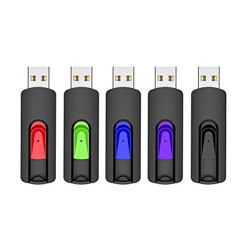 RAOYI 5Pack 64GB USB Flash Drive USB Stick USB 2.0 Memory Stick Slide Retractable Thumb Drive 64G USB Drive USB Key for Data Storage (Black Red Blue Green Purple)