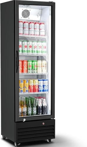 BODEGACOOLER Commercial Glass Door Display Refrigerator,12.5 Cu.Ft Merchandiser Drink Refrigerator,Upright Commercial Bar Beverage Fridge,Display Drink Cooler with Soft LED Light