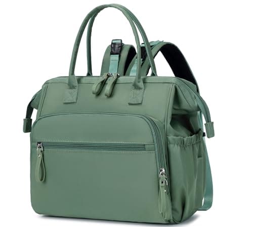 LORADI Large Diaper Bag Tote, 14 Pockets Stylish Baby Backpack with Stroller Clips and 3 Insulated Pockets, Baby Shower Gifts (Green, Large)