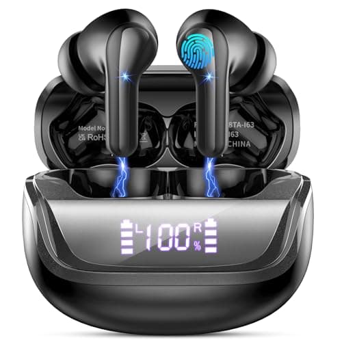 Wireless Earbuds, Bluetooth 5.4 Headphones HiFi Stereo Sound, 48H Playtime in Ear Earbuds with 4 ENC Noise Cancelling Mic, LED Power Display, IP7 Waterproof Sport Earphones for iOS Android Devices