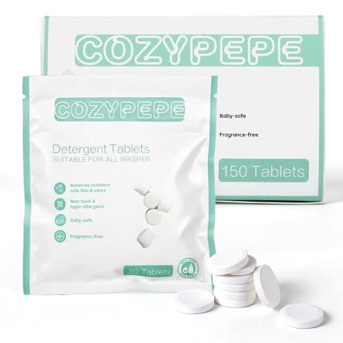 Baby Bottle Washer Detergent Tablets, Fast-Dissolving Gentle Formula, Removes Milk Residue Grease & Odor, Compatible with All Brands, for Washer Sterilizer Dryer (90, odorless)