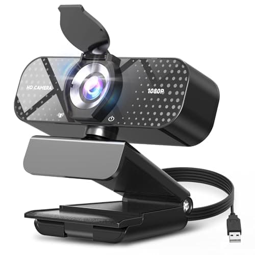 1080P Full HD Webcam with Auto Light Correction, Noise-Canceling Mic, Privacy Cover and Wide Angle Lens, Plug & Play USB Camera for Desktop/Laptop/Mac/PC, Compatible with Teams/Zoom/Skype/Streaming