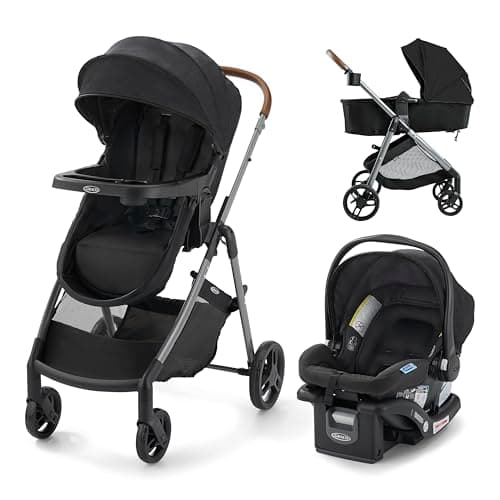 Graco Modes Trio Travel System | Riordan (Black) | 3-in-1 Baby Stroller and Car Seat Combo | Rear-Facing from 1.8-16 kg (4-35 lb)