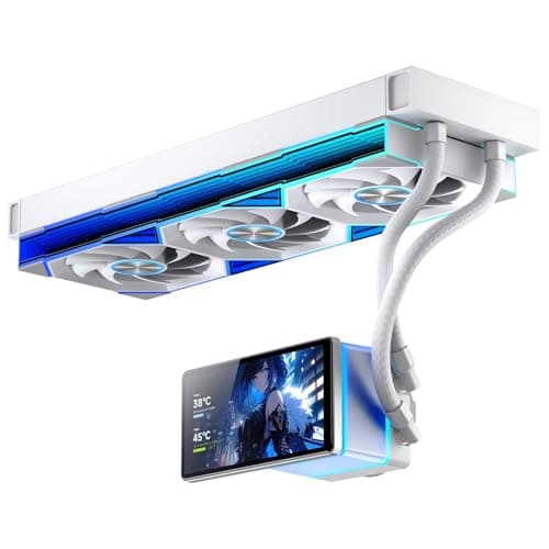 Jungle Leopard ProFlow 360mm ARGB White AIO CPU Cooler-Water Liquid Cooling System|5.5-Inch LCD Screen| RGB Infinity Fans|2000RPM PWM Cooler Fans|for Intel LGA1851/1700/1200/115X AMD AM4/AM5(White)