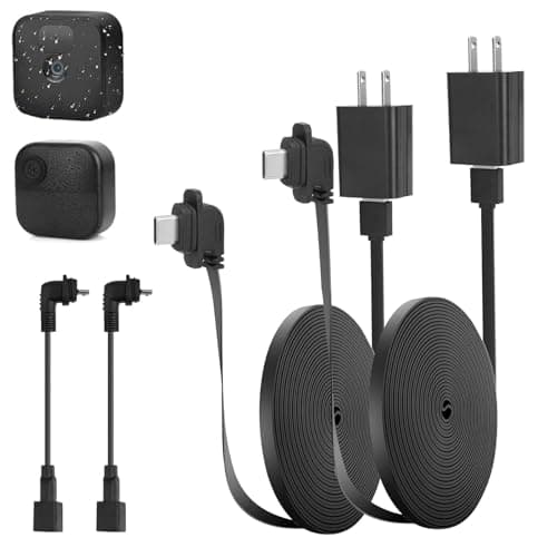 2Pack 10ft/3m Power Cord and Adapter for Blink Outdoor 4(4th Gen)/(3rd Gen)/Blink XT XT2 Camera,Weather Resistant Flat Charging Cable with Extra Type C to Micro USB Adapter