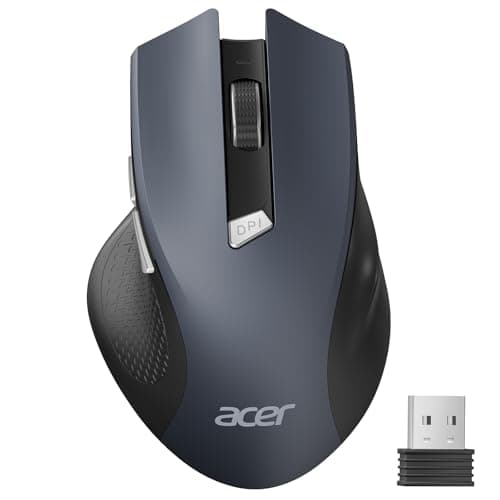 Acer Wireless Mouse for Laptop, 2.4GHz Computer Mouse Wireless with USB Receiver, Portable Cordless Mice, 3 Adjustable DPI Ergo USB Mice, 6 Buttons, Medium to Large Sized Hands for PC, Laptop, Desktop