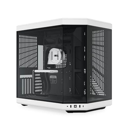 Hyte Y70 Upgraded Modern Aesthetic Dual Chamber Panoramic Tempered Glass Mid-Tower ATX Computer Gaming Case with PCIE 4.0 Riser Cable Included, White (CS-HYTE-Y70-BW)