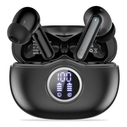 IPX7 Waterproof Fhumsh Wireless Earbuds, Bluetooth 5.3 HiFi Stereo 50H Playback LED Display