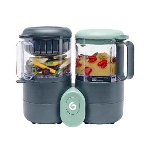 Babymoov Duo Meal Lite 4-in-1 Baby Food Maker, Compact Steamer & Blender for Homemade Baby Food, Defroster, Reheater, Weaning Food Processor with 6 Storage Containers