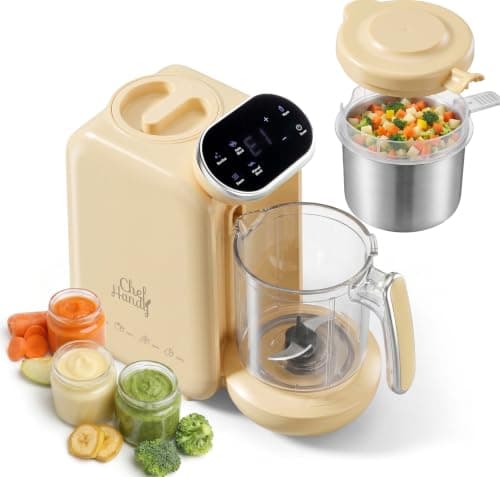 Baby Food Maker | Baby Food Processor with Steaming Basket | Baby Steamer, Blender, and Puree Maker | Milk Warmer Machine | Auto Cooking & Grinding | Touch Screen Control (Yellow)