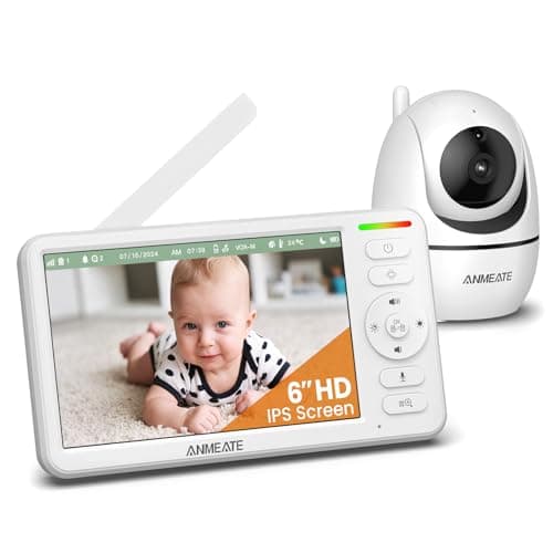 Video Baby Monitor with Digital Camera, ANMEATE Digital 2.4Ghz Wireless Video Monitor with Temperature Monitor, 960ft Transmission Range, 2-Way Talk, Night Vision, High Capacity Battery