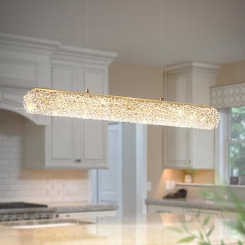 Gold Crystal Chandelier Modern Gold Kitchen Island Light fixtures，Mini Crystal Chandelier for Kitchen Island Dinning Room Living Room Hallyway Porch Bedroom Lamp