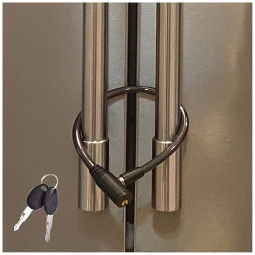 Urban August Fridge Lock for French-Door Refrigerators and Cabinets - Cable Keyed Lock (Regular, Black - 1 Pack)