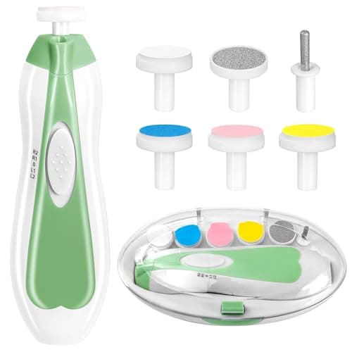 Baby Nail Trimmer Electric, 6 in 1 Baby Nail Clippers, Baby Nail File,Nail File Baby Grooming Kit Manicure Set for Toddler, Newborn or Adults (Green)