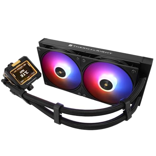 Thermalright Frozen Warframe 240 Black ARGB-240mm AIO CPU Liquid Cooler,IPS LCD Screen with 320 * 240 Resolution,for AM4/AM5&Intel LGA1700,”2.4 inch”Screen for Images and Double Fans-Black
