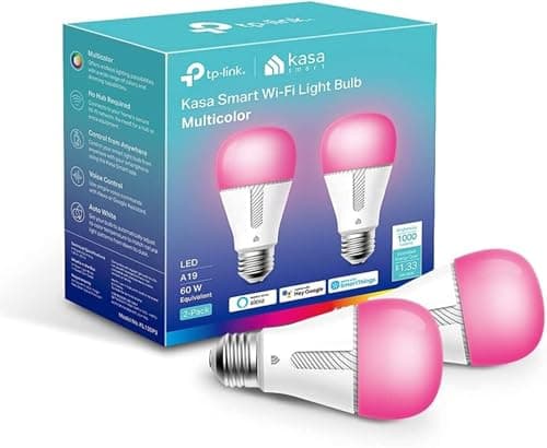 Kasa Smart Light Bulbs, 1000 Lumens High Brightness, 16M Color Changing, Dimmable Smart WiFi Light Bulb, Compatible with Alexa and Google Home, A19, 2.4GHz Wi-Fi only, No Hub Required, KL135(2-Pack)
