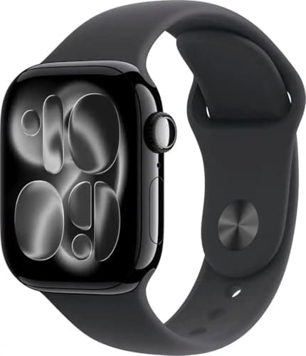 Apple Watch Series 11 [GPS + Cellular, 42mm] Jet Black Aluminum Case with Black Sport Band, M/L (Renewed)
