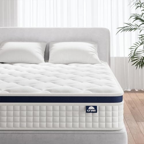 Queen Mattress 10 Inch - Crystli Hybrid Mattress Medium Firm Support, Pressure Pain Relief for All Sleepers, CertiPUR-US Certified, Reinforced Edge Support, Motion Isolation, Matelas Queen Bed in Box