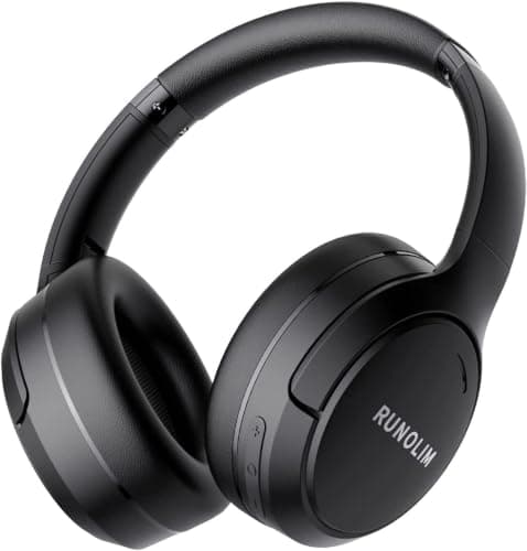 RUNOLIM Active Noise Cancelling Headphones for Adults, Bluetooth Headphones Over Ear with MIC, 70H Playtime, HiFi Audio Foldable Wireless Headphones, Deep Bass for Home Travel Office Black