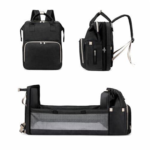 Diaper Bag Backpack with Built-In Changing Station, Large Capacity Travel Backpack, Waterproof, Stroller Straps