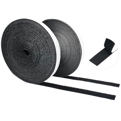 3/4 inch*32.8 ft Hook and Loop Tape Roll, Self-Adhesive Strips Double Sided Tape Heavy Duty Industrial Strength Sticky Fastener for Home, Office, Classroom and Tool Organization (Black)