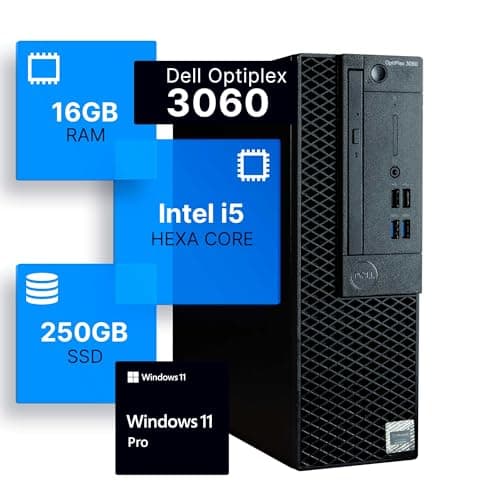 Dell Optiplex 3060 Desktop Computer | Intel i5-8500 (3.2) | 16GB DDR4 RAM | 250GB SSD Solid State | Windows 11 Professional | Home or Office PC (Renewed)